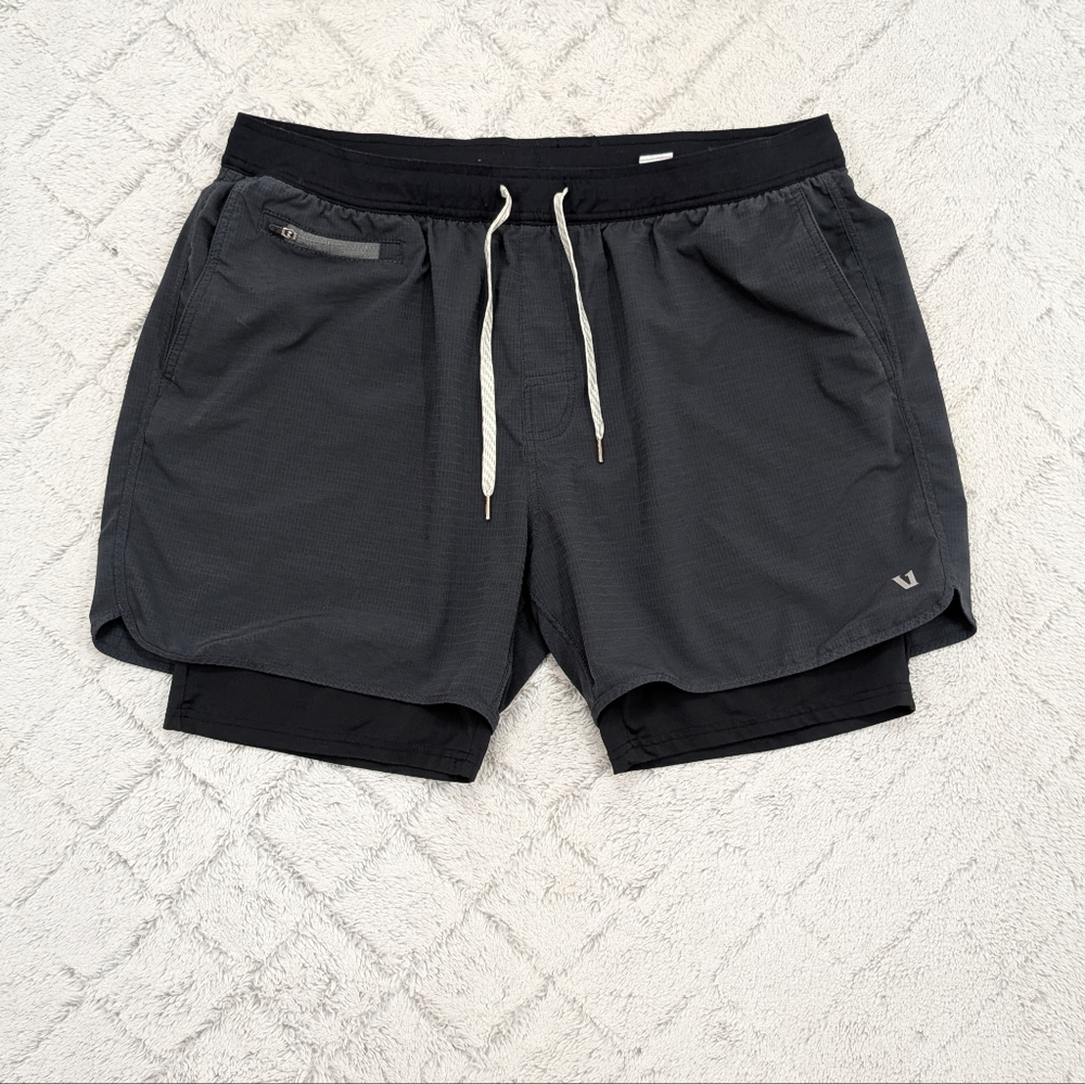 Vuori Men's Athletic Shorts - Black and Gray